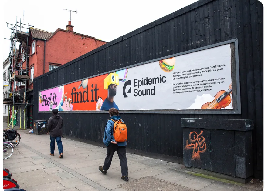 Epidemic Sound billboard on a city street