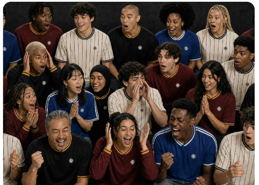 A crowd of different audiences reacting
