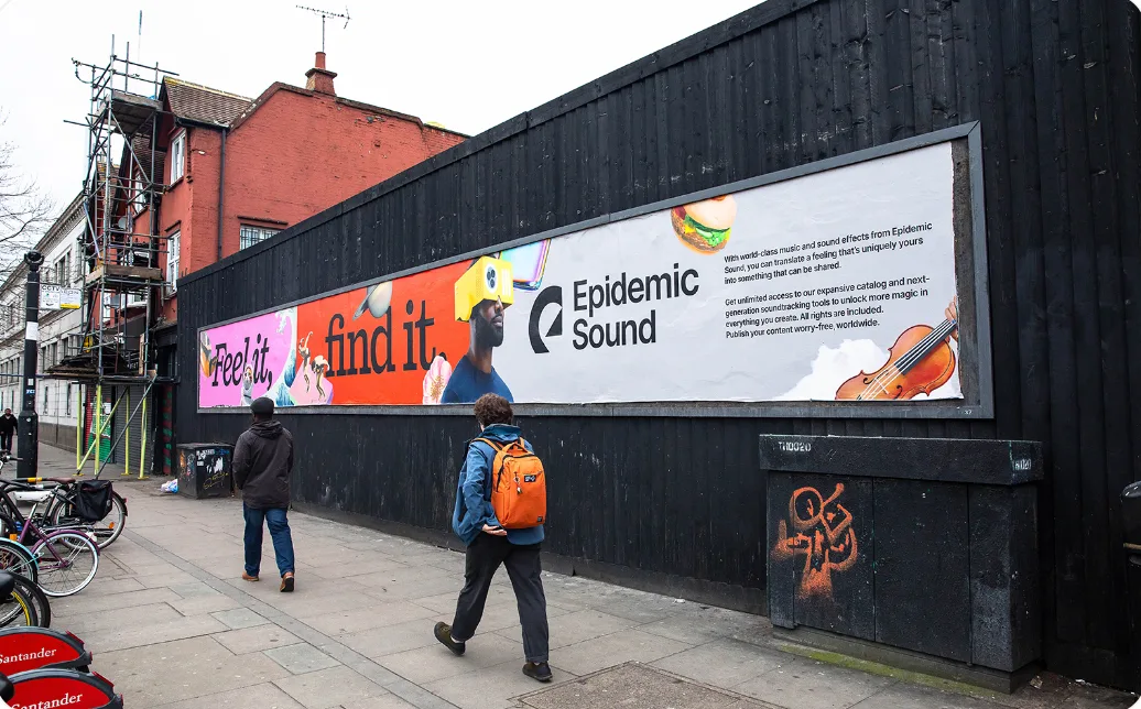 Epidemic Sound billboard on a city street